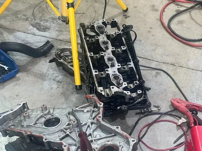 Cylinder head removed during a head gasket repair